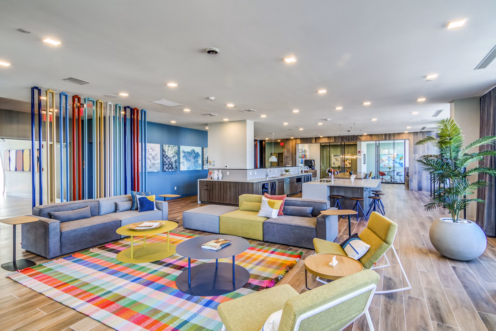 Elegant clubhouse with modern dÃ©cor at Ryder Apartments, featuring plush seating and a sleek interior design for luxury living experiences