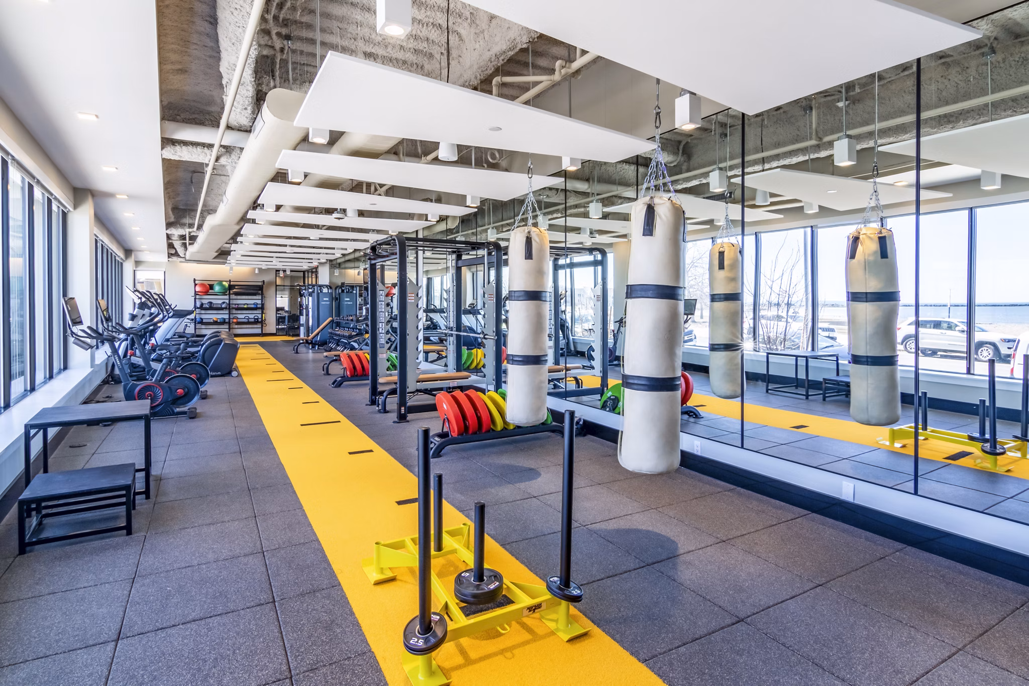Modern fitness center with state-of-the-art equipment at Ryder Apartments for health and wellness enthusiasts