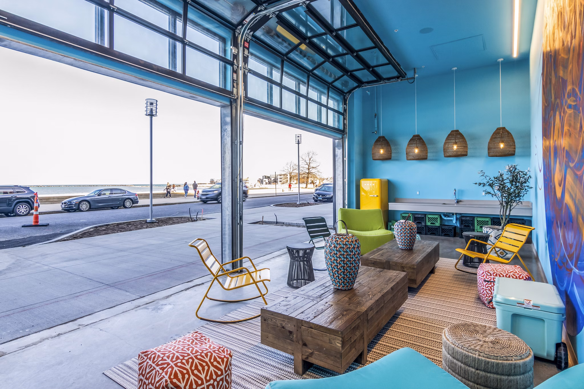Cozy outdoor patio with comfortable seating at Ryder Apartments: Luxury living in a serene setting