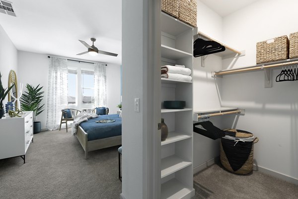 Closet at Korina at the Grove Apartments