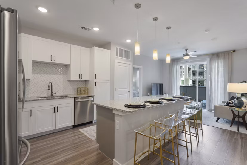 kitchen at Korina at the Grove Apartments