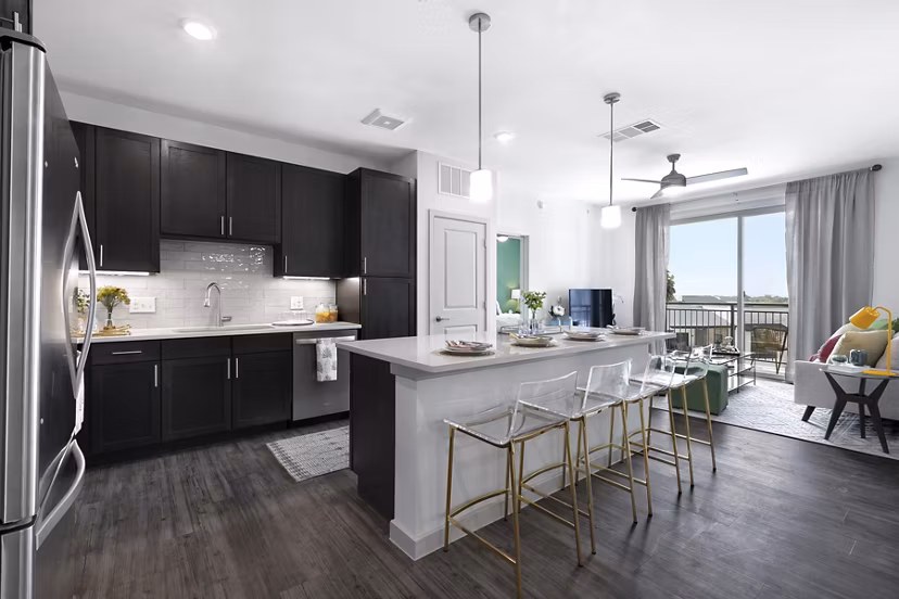 kitchen at Korina at the Grove Apartments