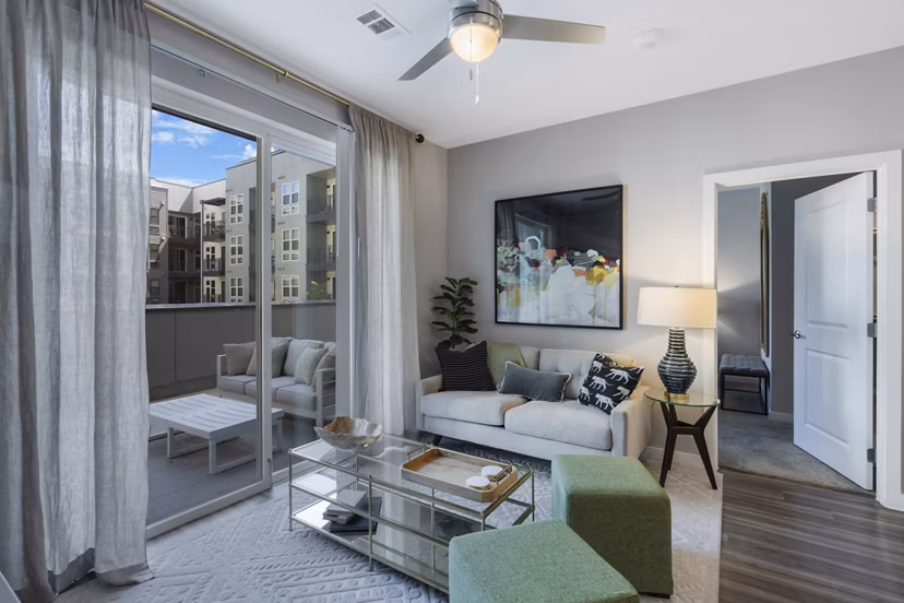 living room at Korina at the Grove Apartments