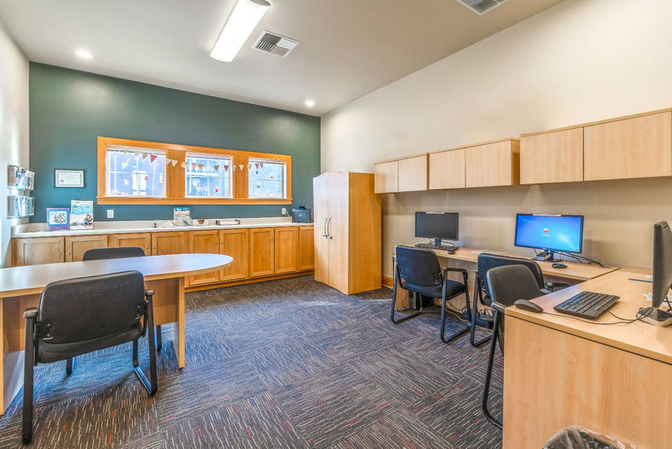 Contemporary clubhouse featuring modern design at Willamette Gardens Apartments