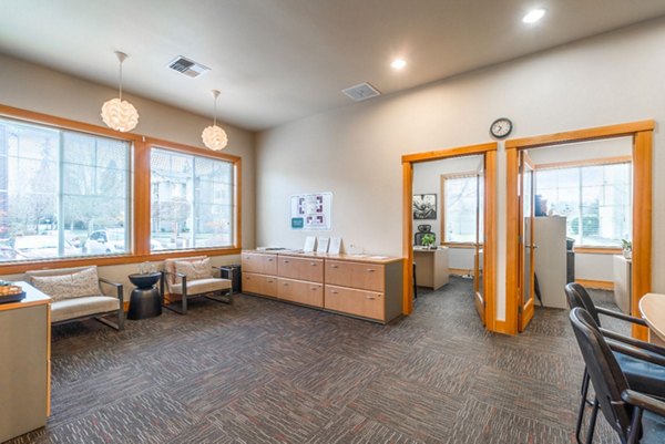 Contemporary design clubhouse at Willamette Gardens Apartments featuring communal spaces and modern amenities