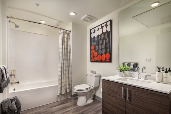 bathroom at Rise Hollywood Apartments