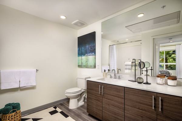 bathroom at Rise Hollywood Apartments