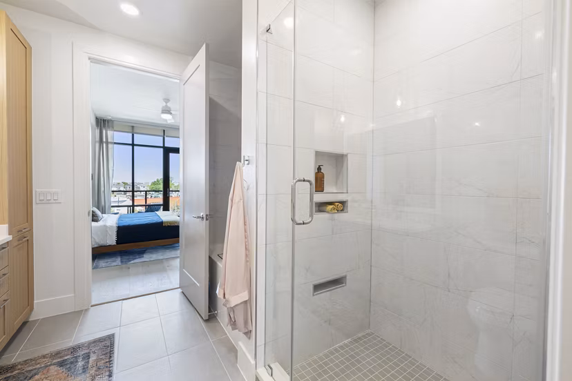 Bathroom featuring modern fixtures and sleek design at The Westcott Apartments