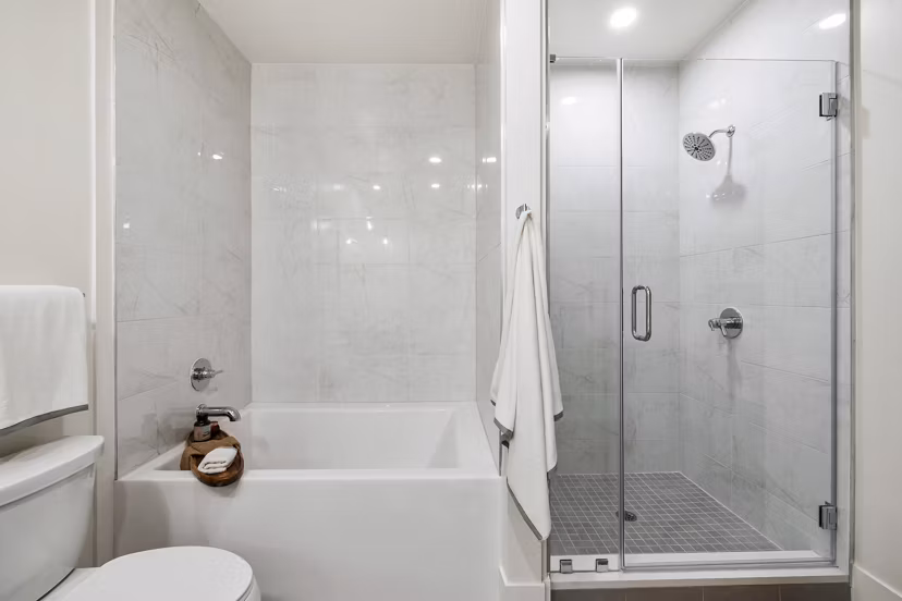 Bathroom featuring modern fixtures and sleek design at The Westcott Apartments