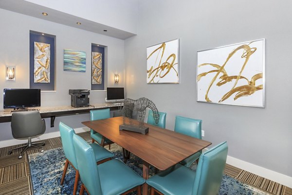Modern meeting facility with state-of-the-art equipment at Roots at Waco Apartments