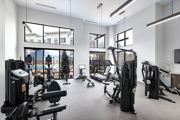 Fitness center featuring modern equipment at Overture Powers Ferry Apartments