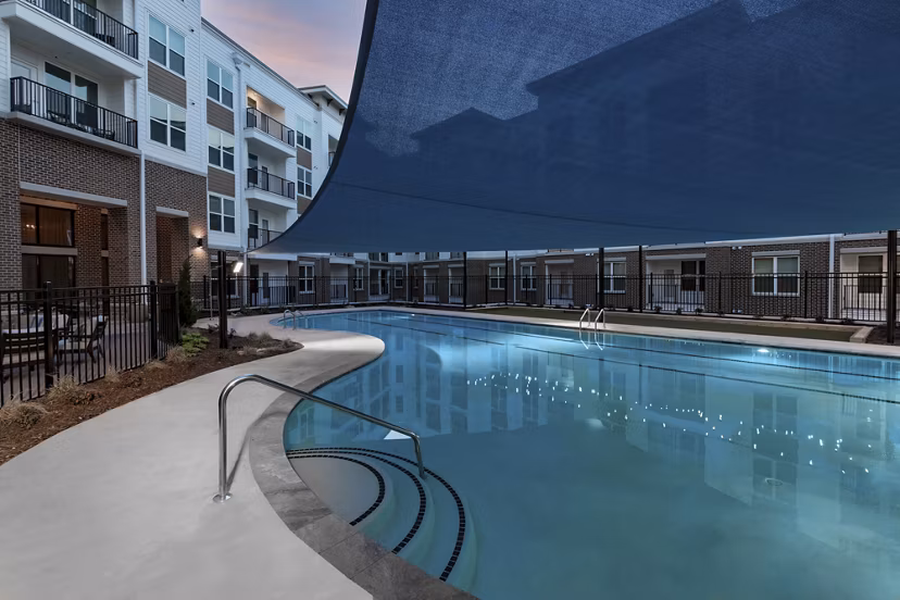 Resort-style outdoor pool at Overture Powers Ferry Apartments offering relaxation and recreation in luxury living