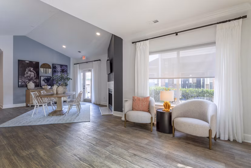 Elegant clubhouse with modern design at Avana Bellevue Apartments, offering luxury amenities in Greystar community
