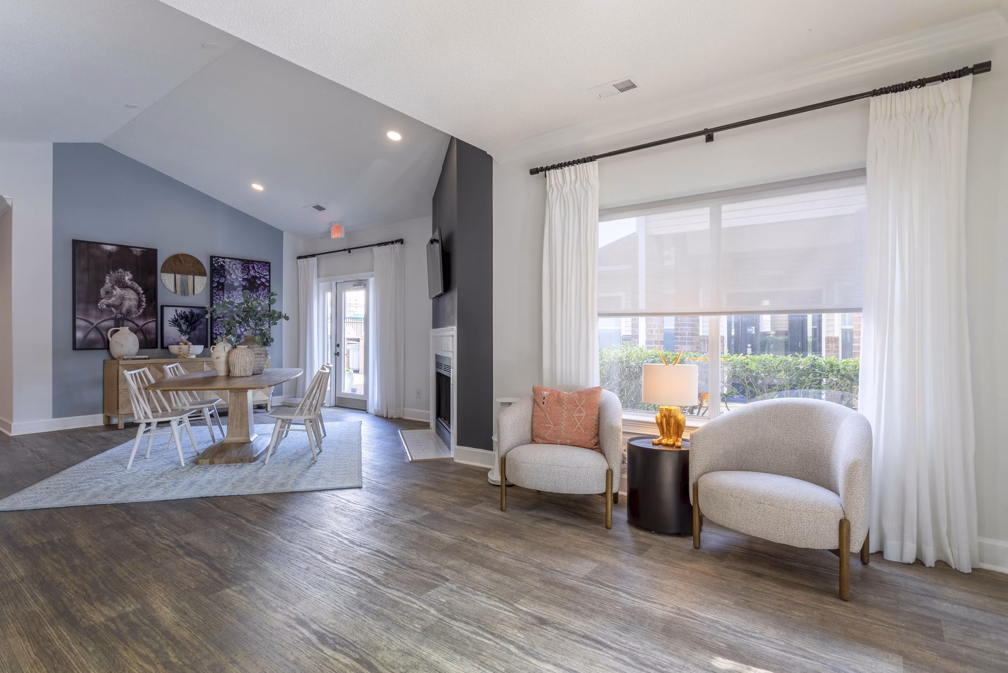 Elegant clubhouse with modern design at Avana Bellevue Apartments, offering luxury amenities in Greystar community