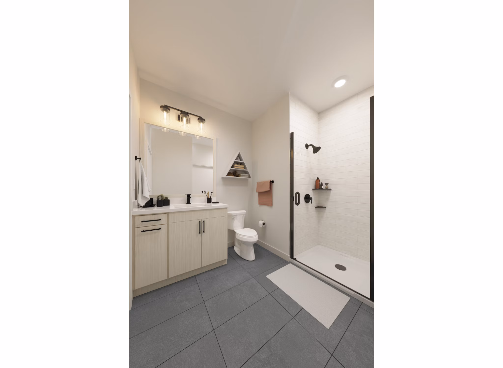 Modern bathroom with stylish fixtures at The Parlor Apartments