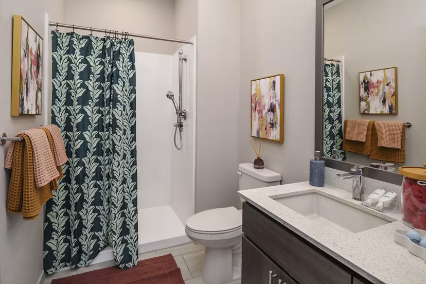 bathroom at Union on 6th Apartments