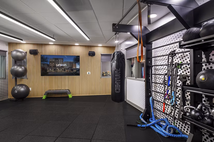 fitness center at Union on 6th Apartments