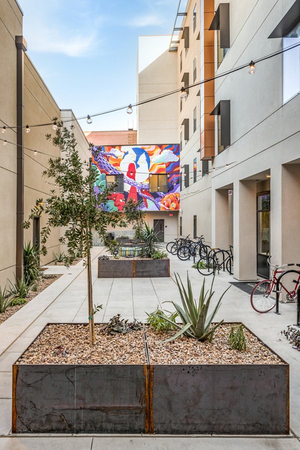 Sleek recreation area with modern seating and games at Union on 6th Apartments