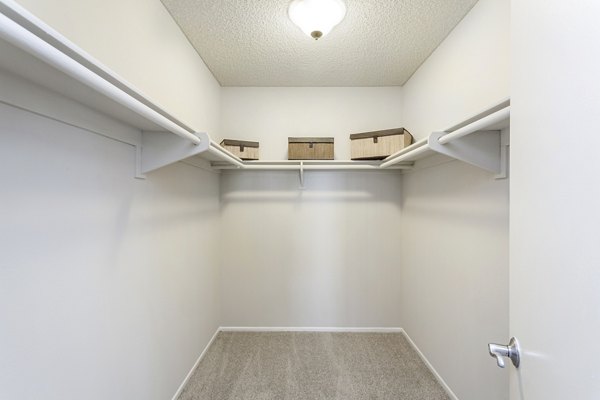 Walk-in closet with ample storage in Colony Parc Apartments