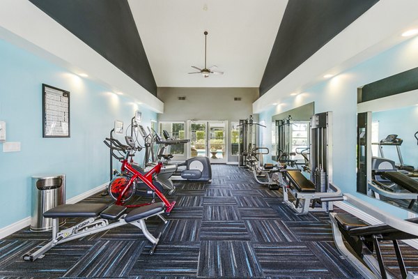 Modern fitness center with state-of-the-art equipment at Colony Parc Apartments