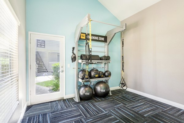 Modern fitness center featuring state-of-the-art equipment at Colony Parc Apartments