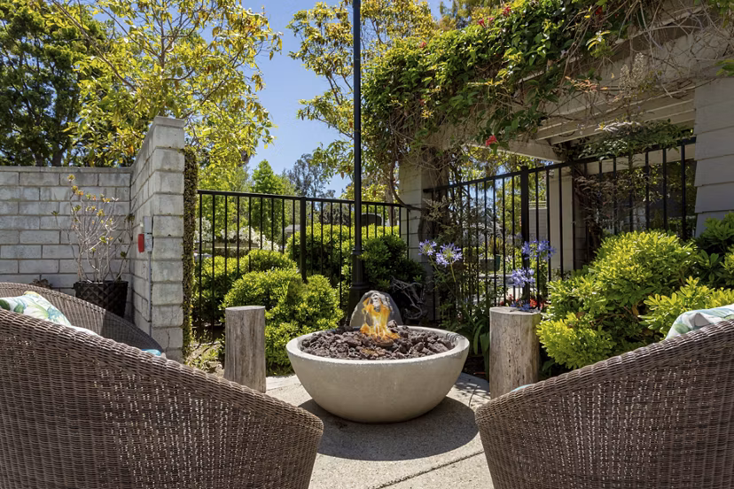 Cozy fire pit on patio at Colony Parc Apartments