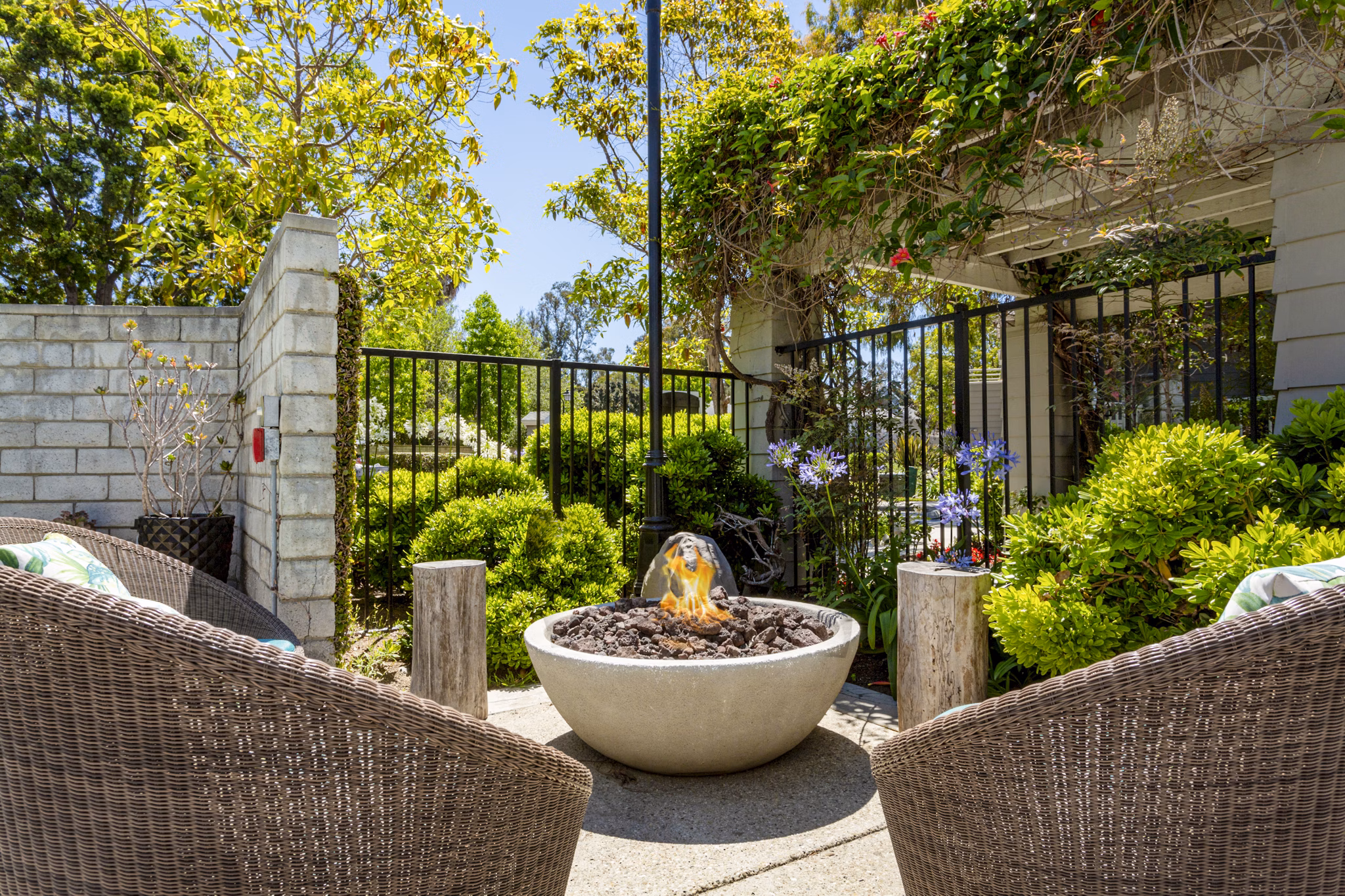 Cozy fire pit on patio at Colony Parc Apartments