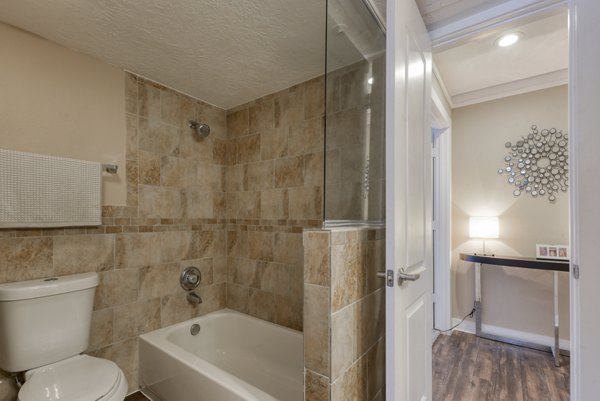 Modern bathroom with elegant fixtures at Stone Chase Apartments luxury residences