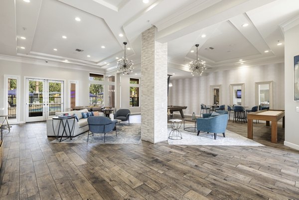 Clubhouse at Mission Grove Park Apartments: Elegant community space featuring modern furnishings and decor in a serene environment