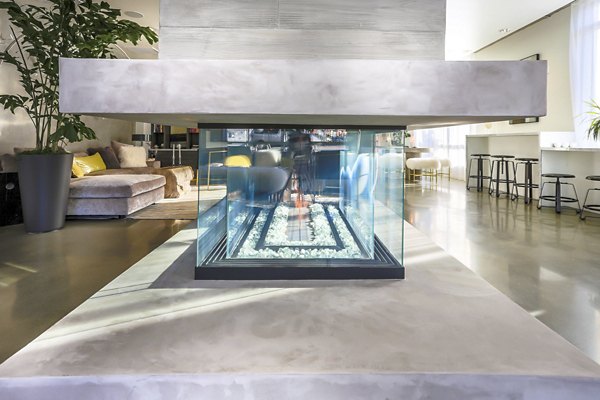 Contemporary clubhouse featuring modern seating at 201 Marshall Apartments