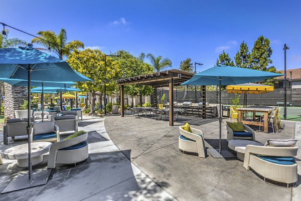 Beautiful courtyard with lush greenery at Signature Point Apartments