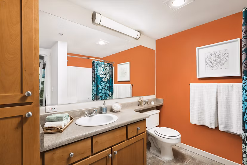Bathroom featuring modern fixtures and sleek design at Dexter Lake Union Apartments