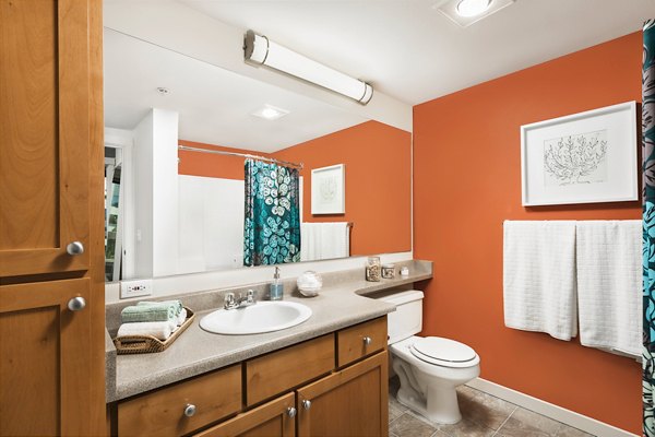 Bathroom featuring modern fixtures and sleek design at Dexter Lake Union Apartments