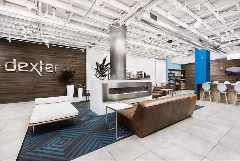Stylish clubhouse featuring modern decor and cozy seating at Dexter Lake Union Apartments luxury community