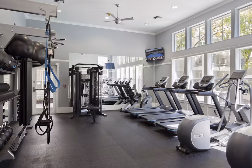 State-of-the-art fitness center at Lions Gate South Apartments featuring modern equipment and spacious workout areas