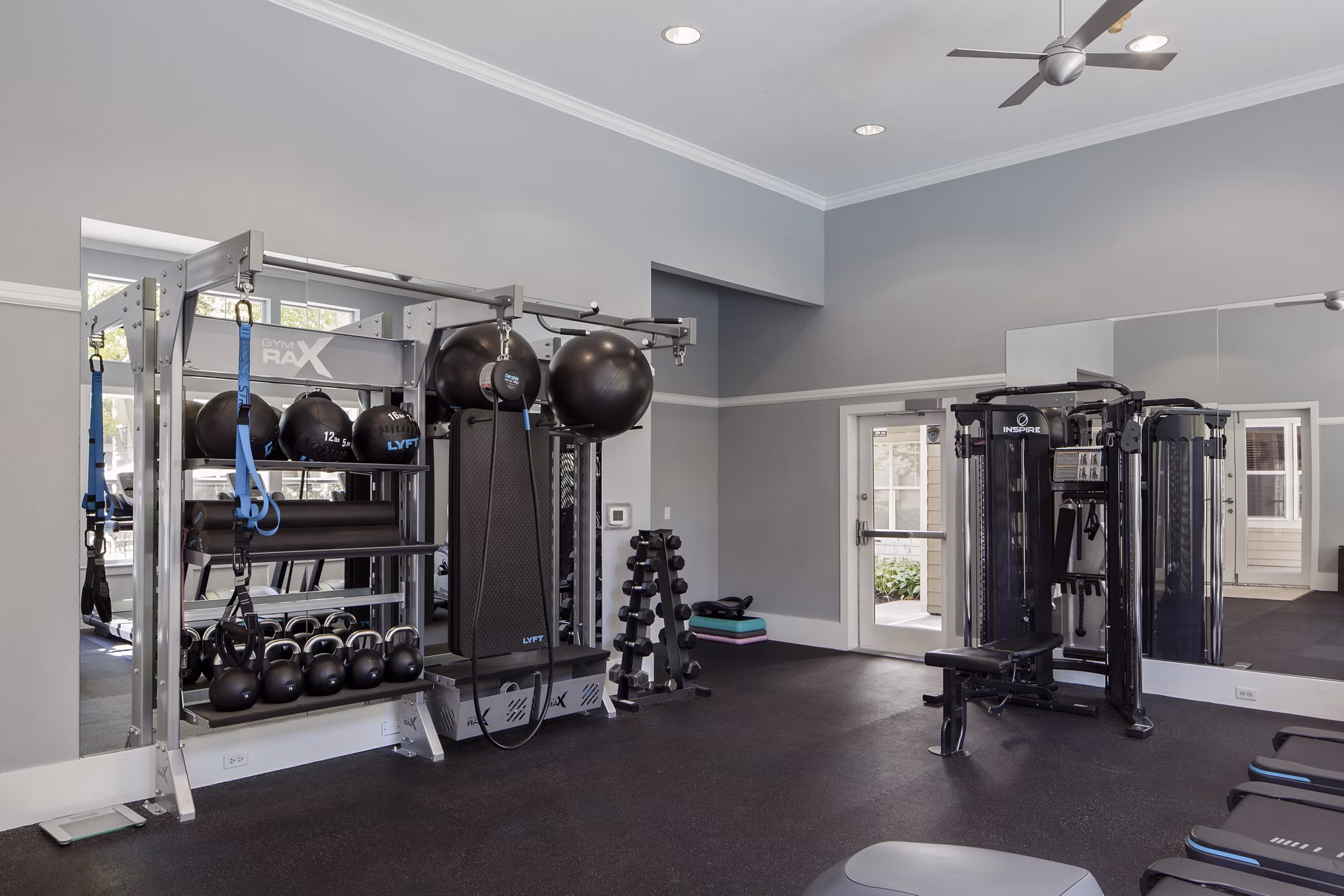 Modern fitness center with advanced equipment at Lions Gate South Apartments