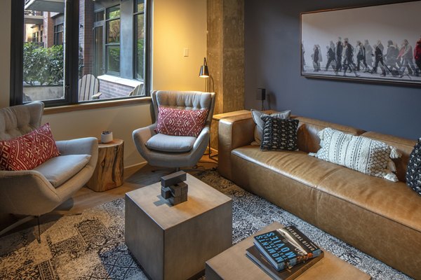 Chic clubhouse with stylish decor at The Wyatt Apartments Ideal for social gatherings and leisure, enhancing resident experience