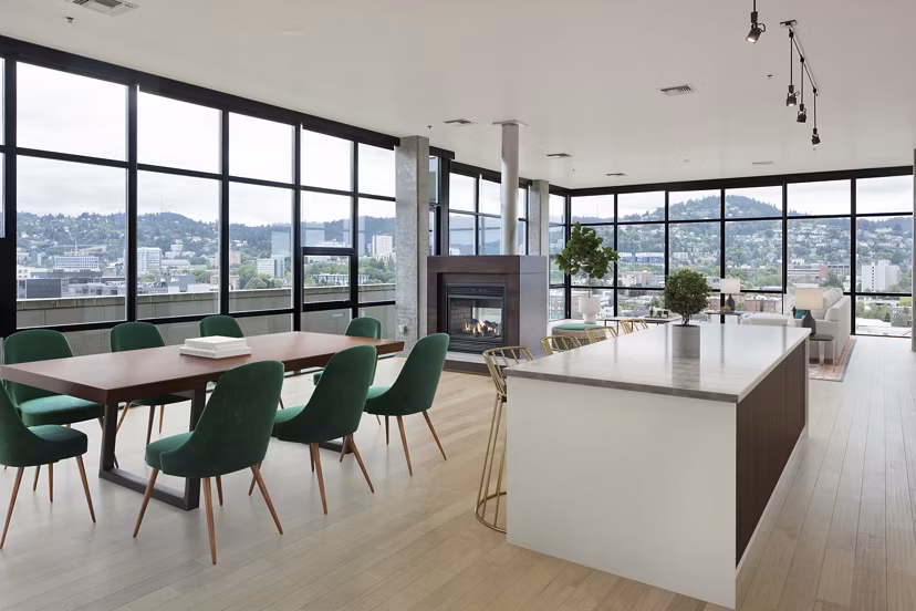 Modern clubhouse with stylish seating and plush decor at The Wyatt Apartments, a luxury Greystar community in an upscale neighborhood