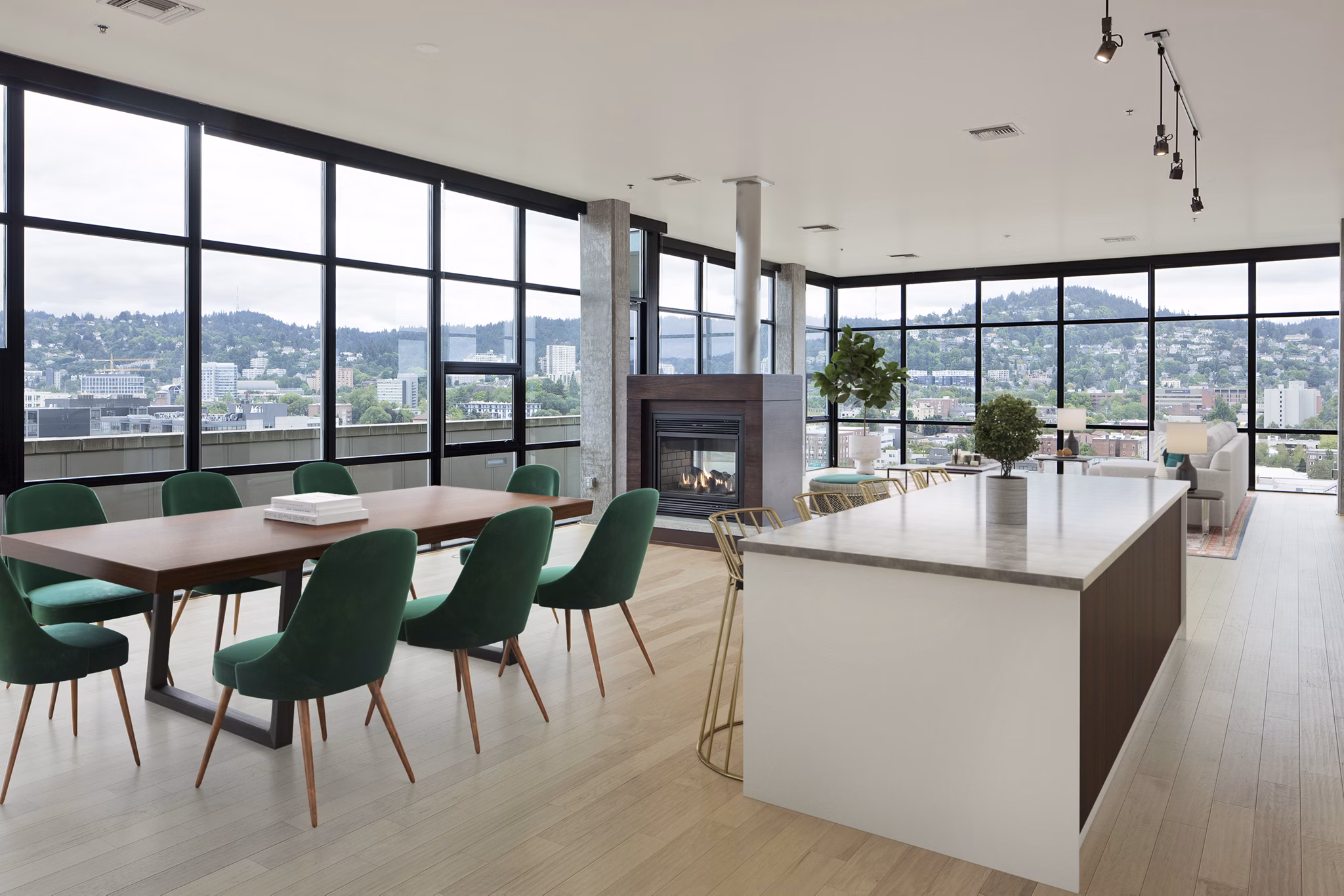 Modern clubhouse with stylish seating and plush decor at The Wyatt Apartments, a luxury Greystar community in an upscale neighborhood