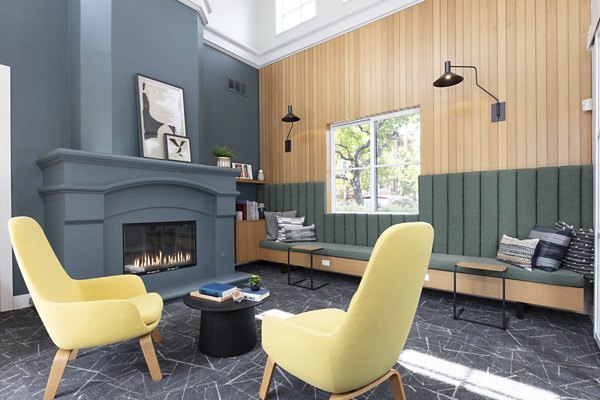 Clubhouse with modern design and vibrant decor at Bridgepointe Apartments