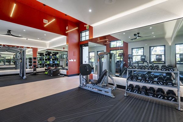 State-of-the-art fitness center featuring modern equipment at Bridgepointe Apartments