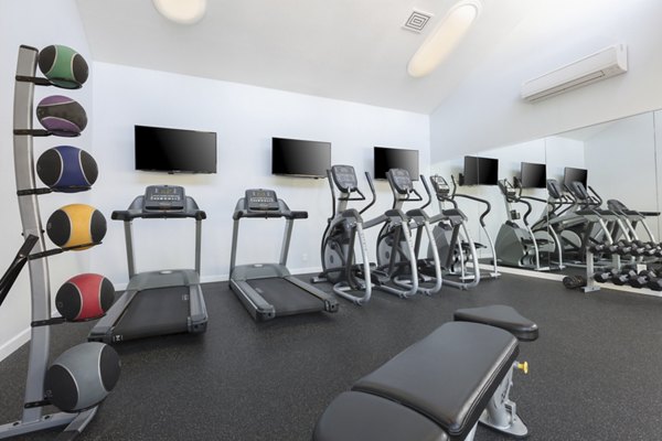 fitness center at Central Park at Whisman Station Apartments