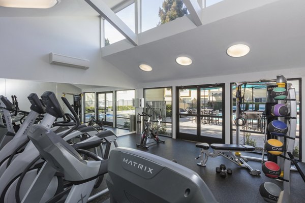 fitness center at Central Park at Whisman Station Apartments