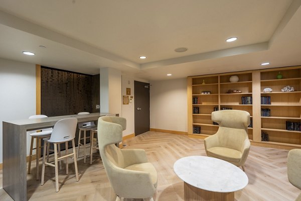 Clubhouse with modern design at Elements Apartments, offering luxury amenities and community spaces for residents