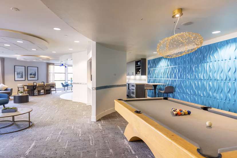 Elegant clubhouse featuring stylish furnishings at Elements Apartments