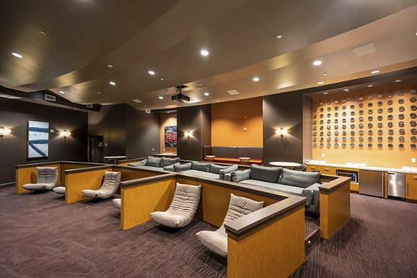 Clubhouse featuring modern decor and cozy seating at Mosaic Apartments