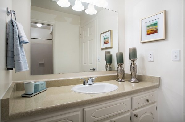 Bathroom featuring modern fixtures at The Pointe at Northridge luxury apartments