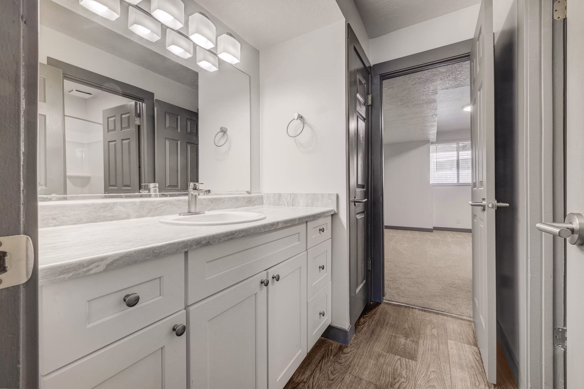 bathroom at The Pointe at Northridge Apartments