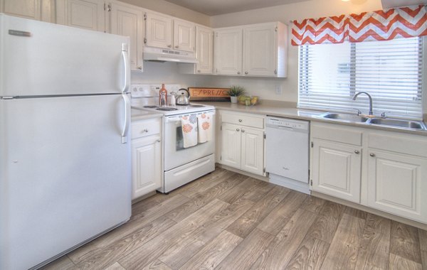 Kitchen featuring modern appliances and granite countertops at The Pointe at Northridge luxury apartments