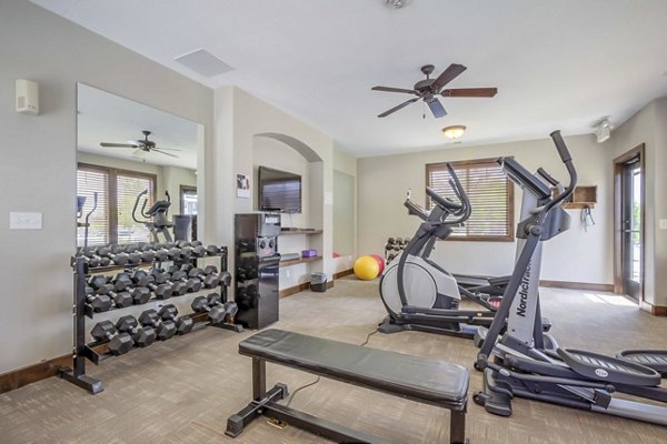 State-of-the-art fitness center with modern equipment at the Villas on Main Apartments